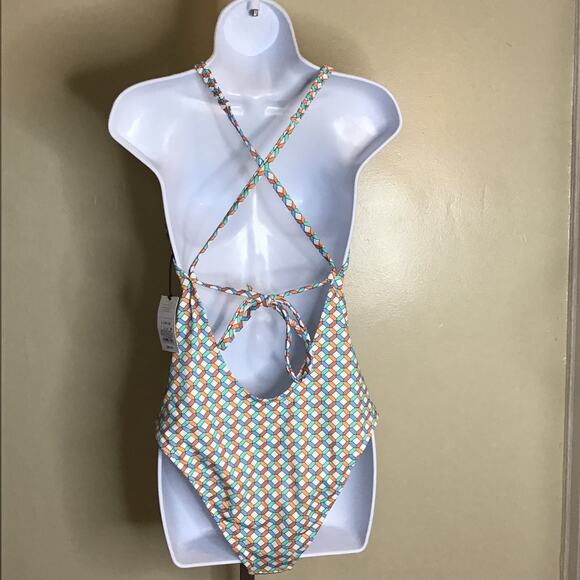 Shade & Shore Women's Plunge Front High Leg One Piece Swimsuit Sz. Lrg NWT - Picture 7 of 11